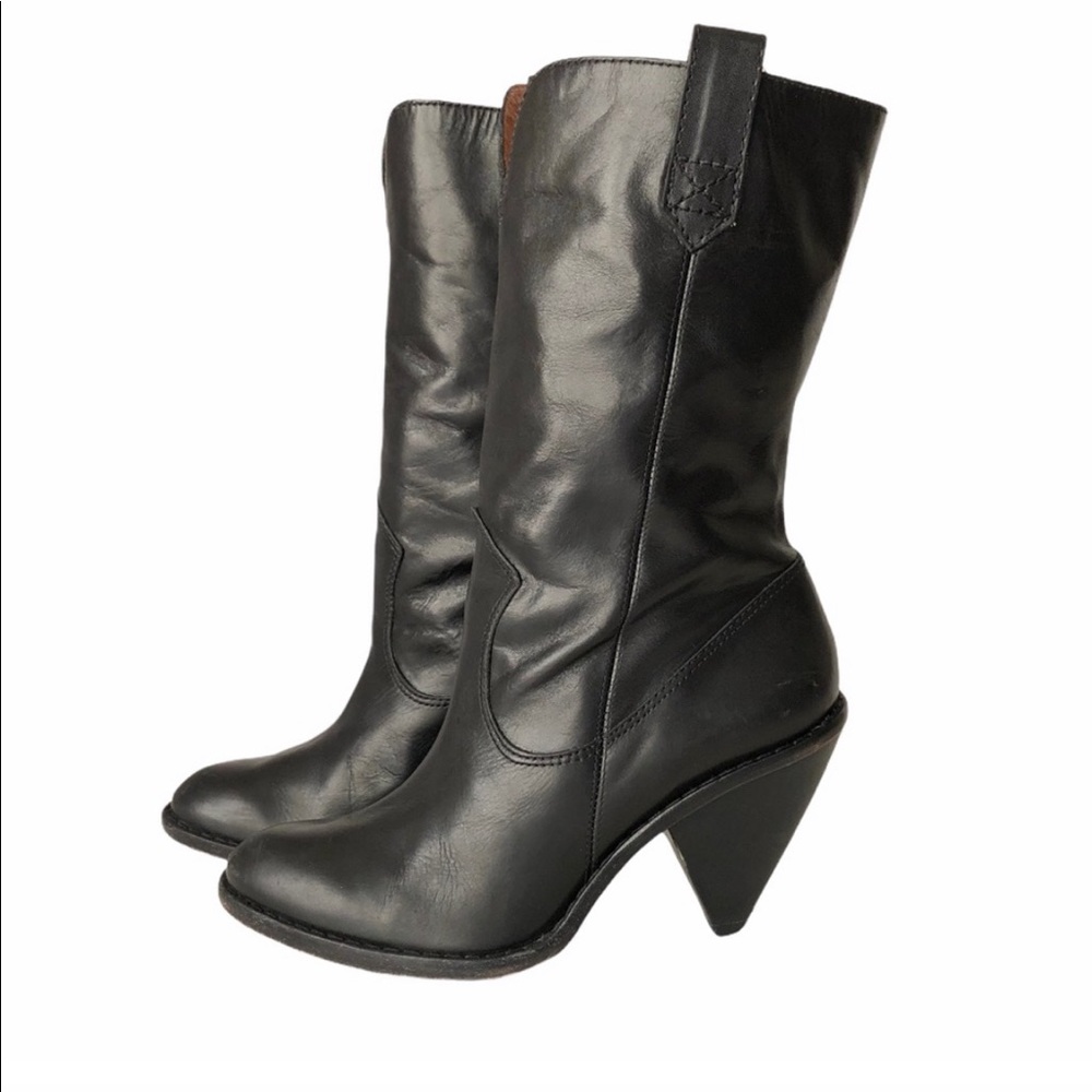 COPY - Michael KORS Women's Black Leather Neely Western Heeled Boots 8.5